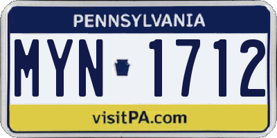 PA license plate MYN1712