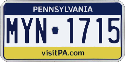 PA license plate MYN1715