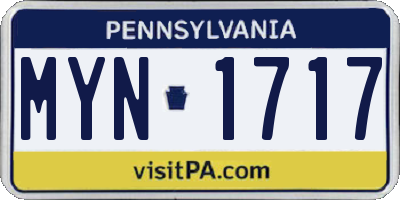PA license plate MYN1717
