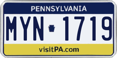 PA license plate MYN1719
