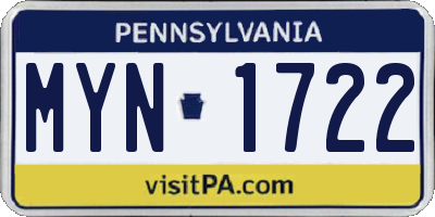 PA license plate MYN1722