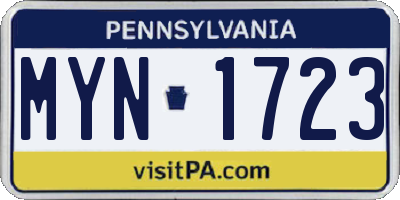PA license plate MYN1723