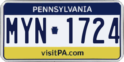 PA license plate MYN1724