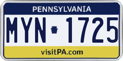 PA license plate MYN1725