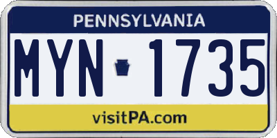 PA license plate MYN1735