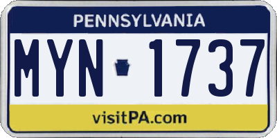 PA license plate MYN1737