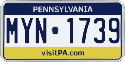 PA license plate MYN1739