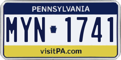 PA license plate MYN1741