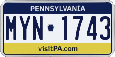 PA license plate MYN1743