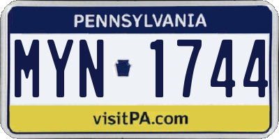 PA license plate MYN1744