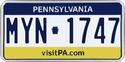 PA license plate MYN1747