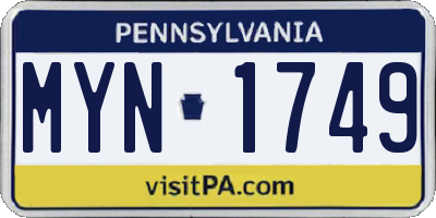 PA license plate MYN1749
