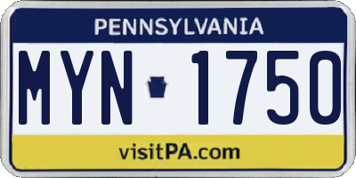 PA license plate MYN1750