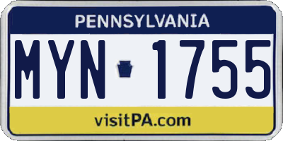 PA license plate MYN1755