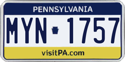 PA license plate MYN1757