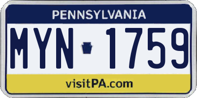 PA license plate MYN1759