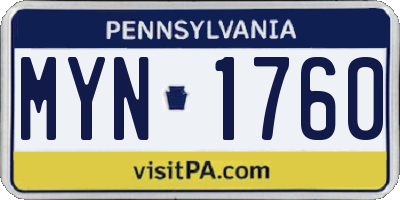 PA license plate MYN1760