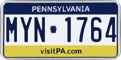 PA license plate MYN1764