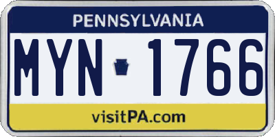 PA license plate MYN1766