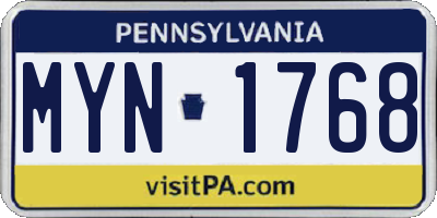 PA license plate MYN1768