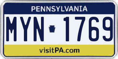 PA license plate MYN1769