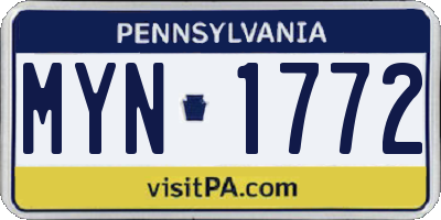 PA license plate MYN1772