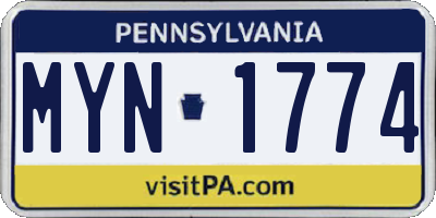 PA license plate MYN1774