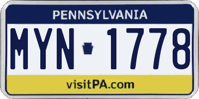 PA license plate MYN1778