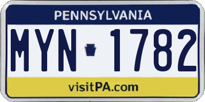 PA license plate MYN1782