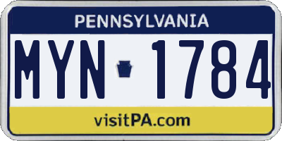 PA license plate MYN1784