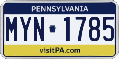 PA license plate MYN1785
