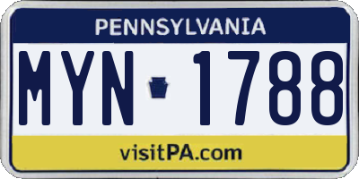 PA license plate MYN1788