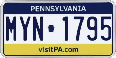 PA license plate MYN1795