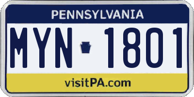PA license plate MYN1801