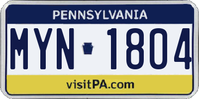 PA license plate MYN1804