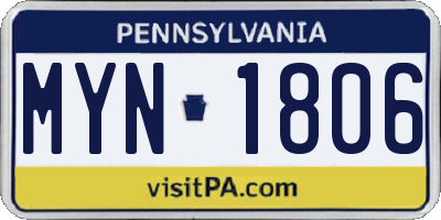 PA license plate MYN1806