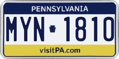 PA license plate MYN1810