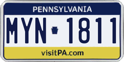 PA license plate MYN1811