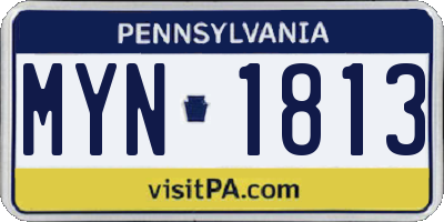 PA license plate MYN1813