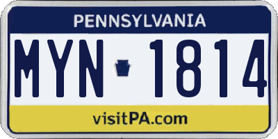 PA license plate MYN1814