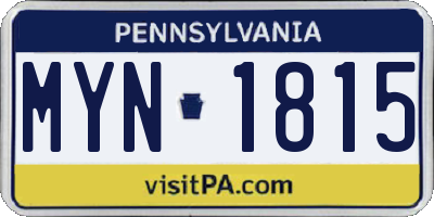 PA license plate MYN1815