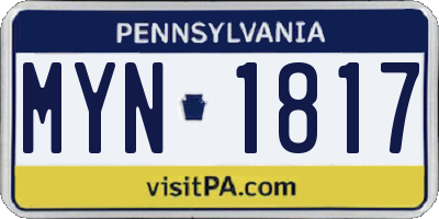 PA license plate MYN1817