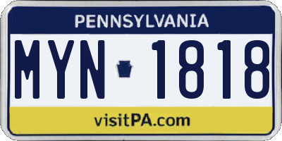PA license plate MYN1818