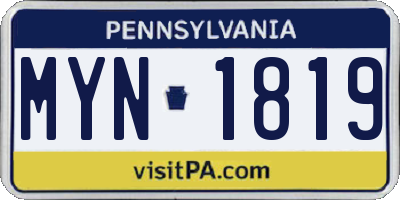 PA license plate MYN1819