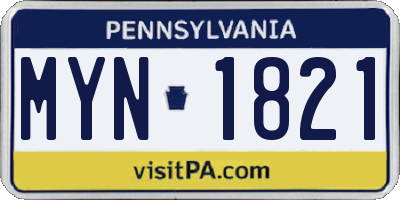 PA license plate MYN1821