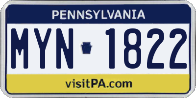 PA license plate MYN1822