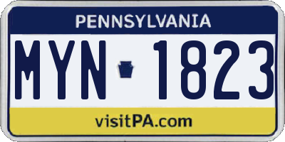 PA license plate MYN1823