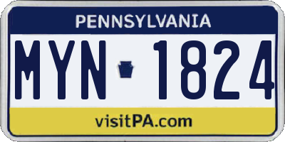 PA license plate MYN1824