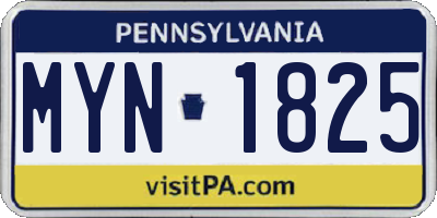 PA license plate MYN1825