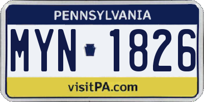 PA license plate MYN1826